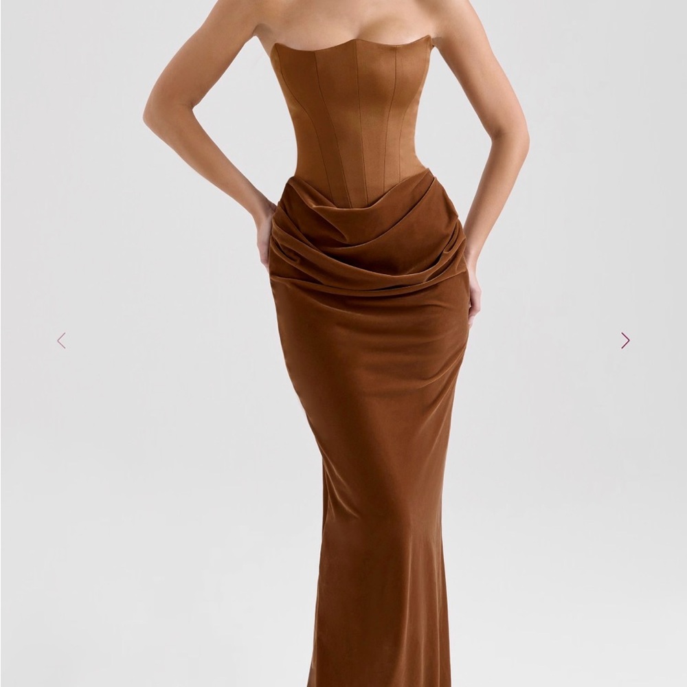 House Of Cb Persephone Strapless Satin Corset Cocktail Dress